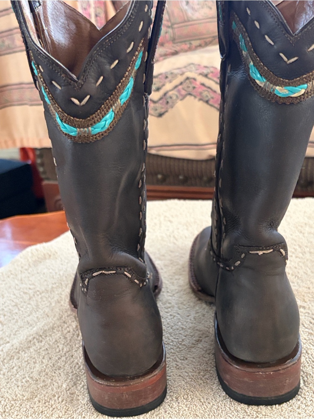 Tanner Mark Brown Leather Western Boots - Picture 2 of 16